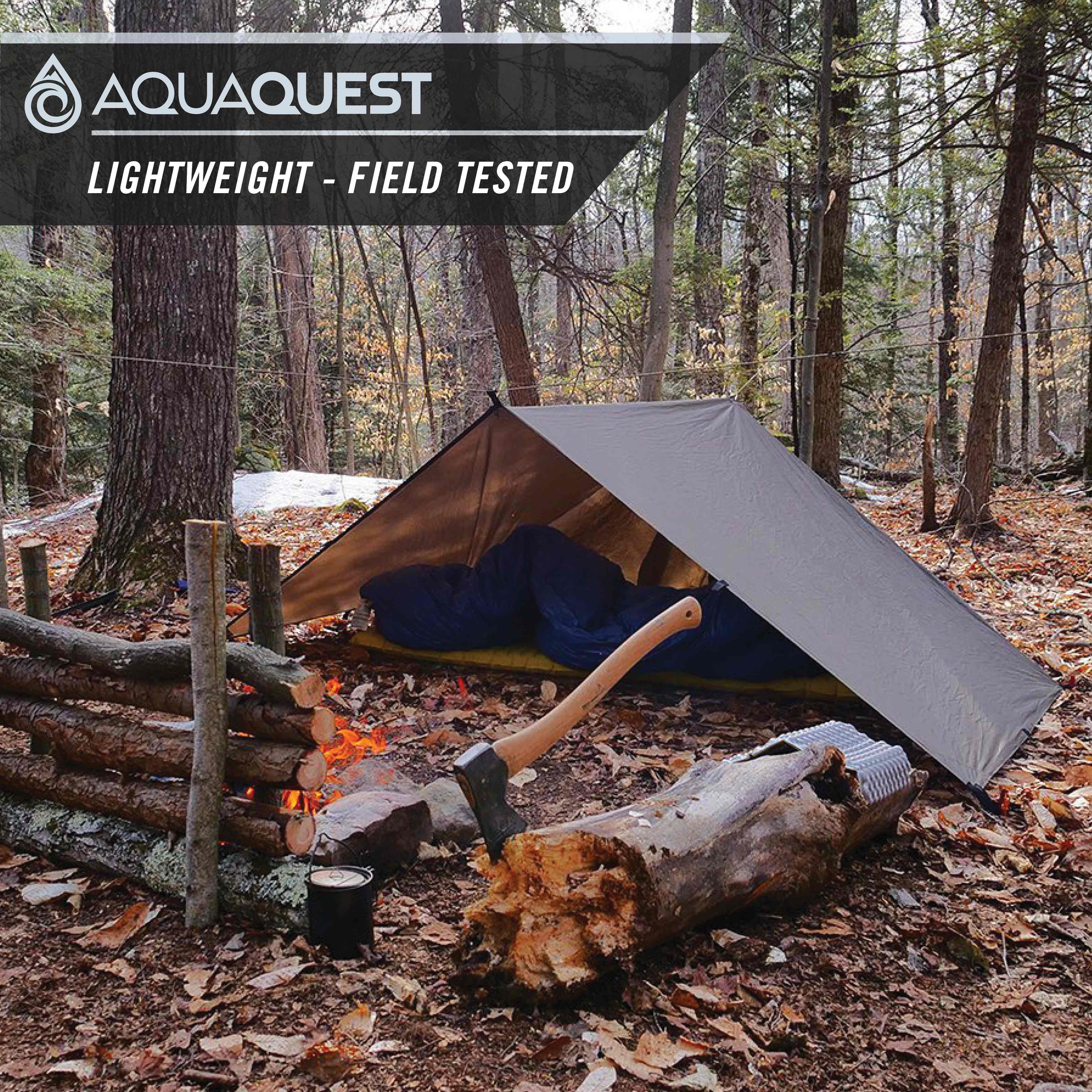AquaQuest Safari アクアクエスト 3×4 オリーブ タープ Safari Lightweight Tarp | AquaQuest Waterproof Gear